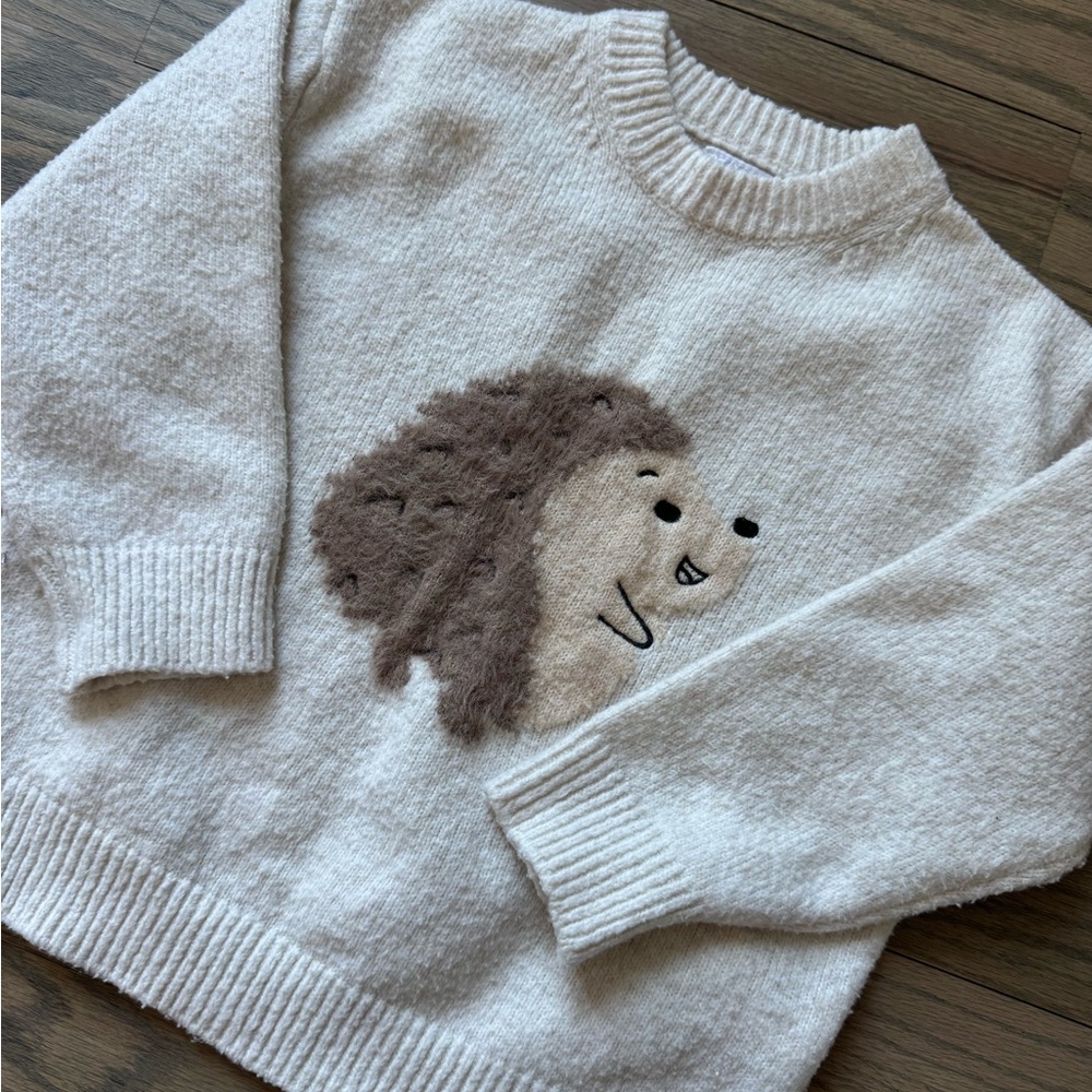 Zara Cream Sweater with Hedgehog Motif